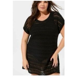 Torrid Mini Crochet Short Sleeve Cover Up‎ Dress NWT